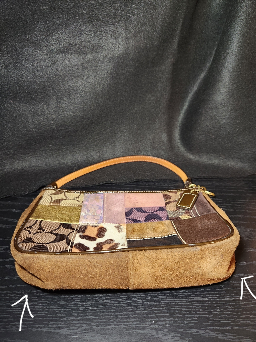 Coach Patchwork Leather & Suede Shoulder Bag - Brown Multi - Picture 4 of 6